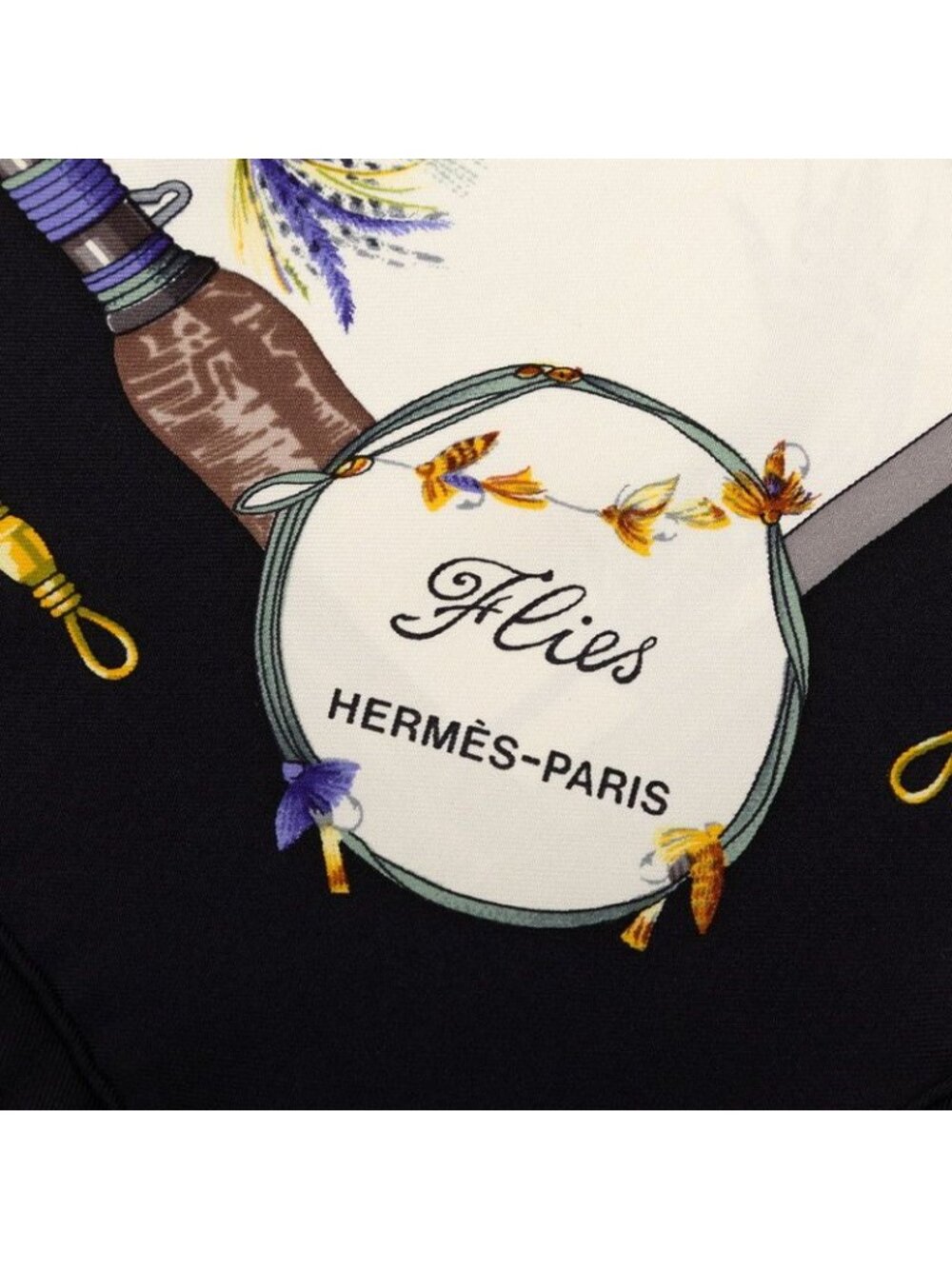 ★SOLD★ Hermes Carre 90 Flies Fly Scarf Large Black Multicolor Silk - Picture 2 of 7